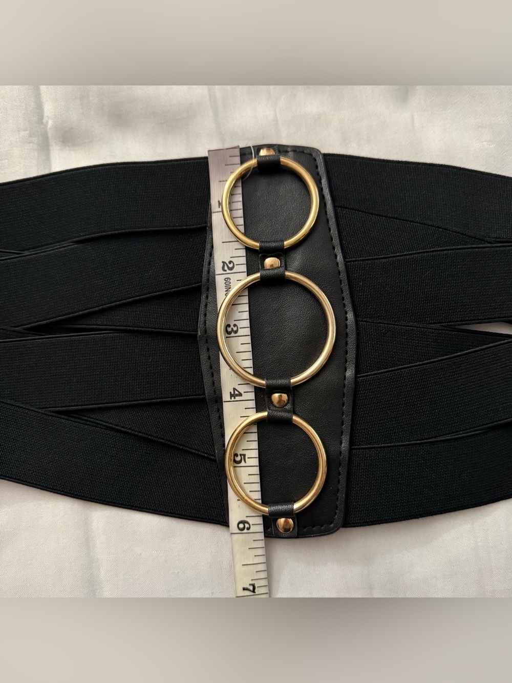 Black elastic waistband strappy corset belt - Picture 7 of 8